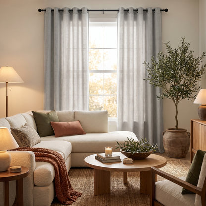 Linnea Faux Linen Blackout Curtain lifestyle photo 1